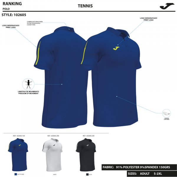 JOMA TORNEO SHORT SLEEVE POLO FEHÉR