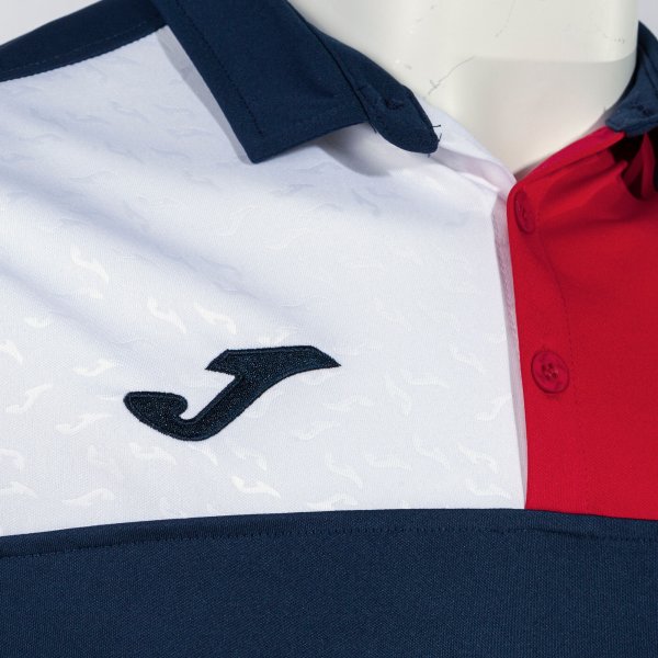 JOMA CREW V SHORT SLEEVE POLO SÖTÉTKÉK PIROS FEHÉR